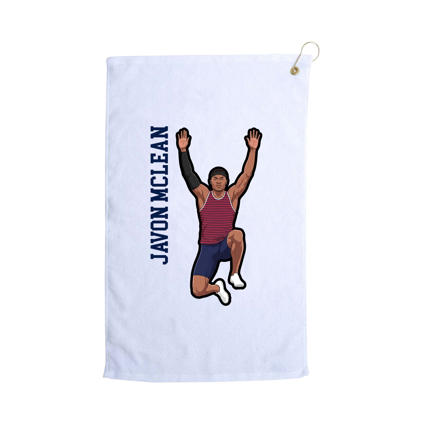 Golf Towel — Name Vertical in White