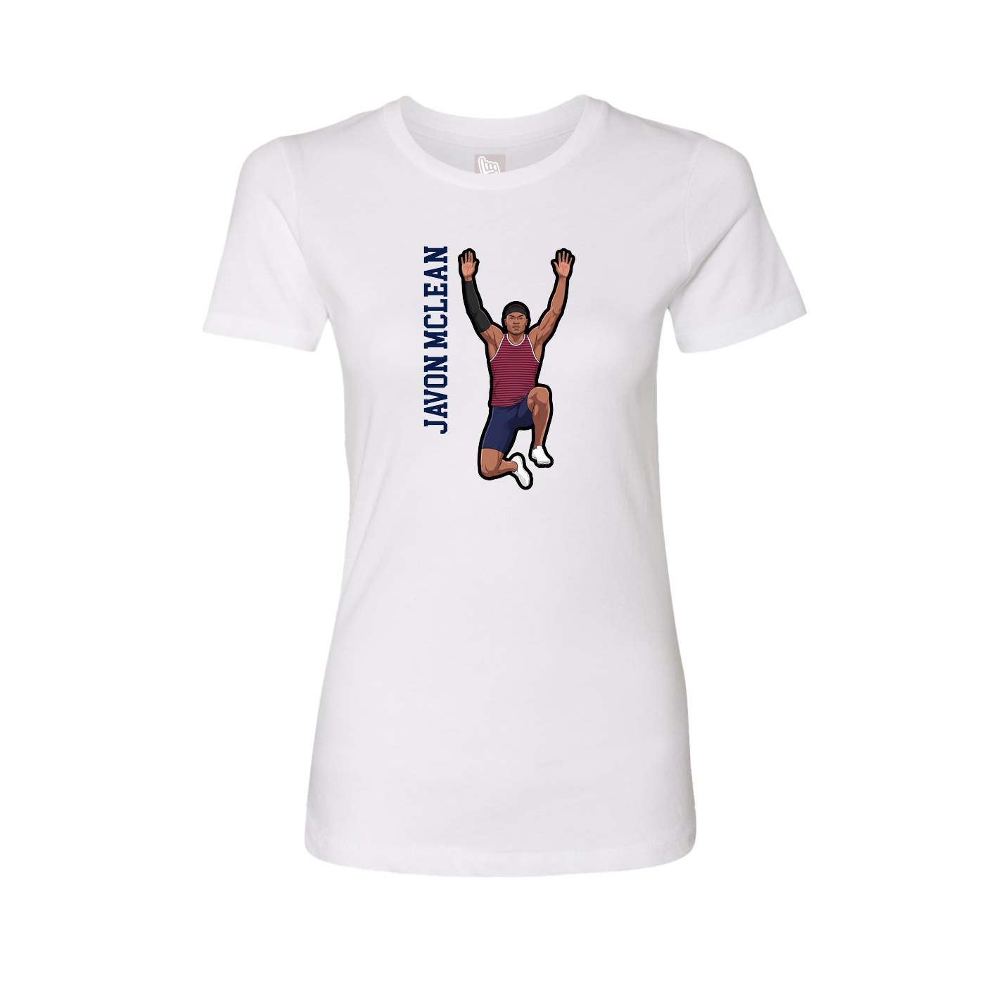 Fitted Women's Tee — Name Vertical in White