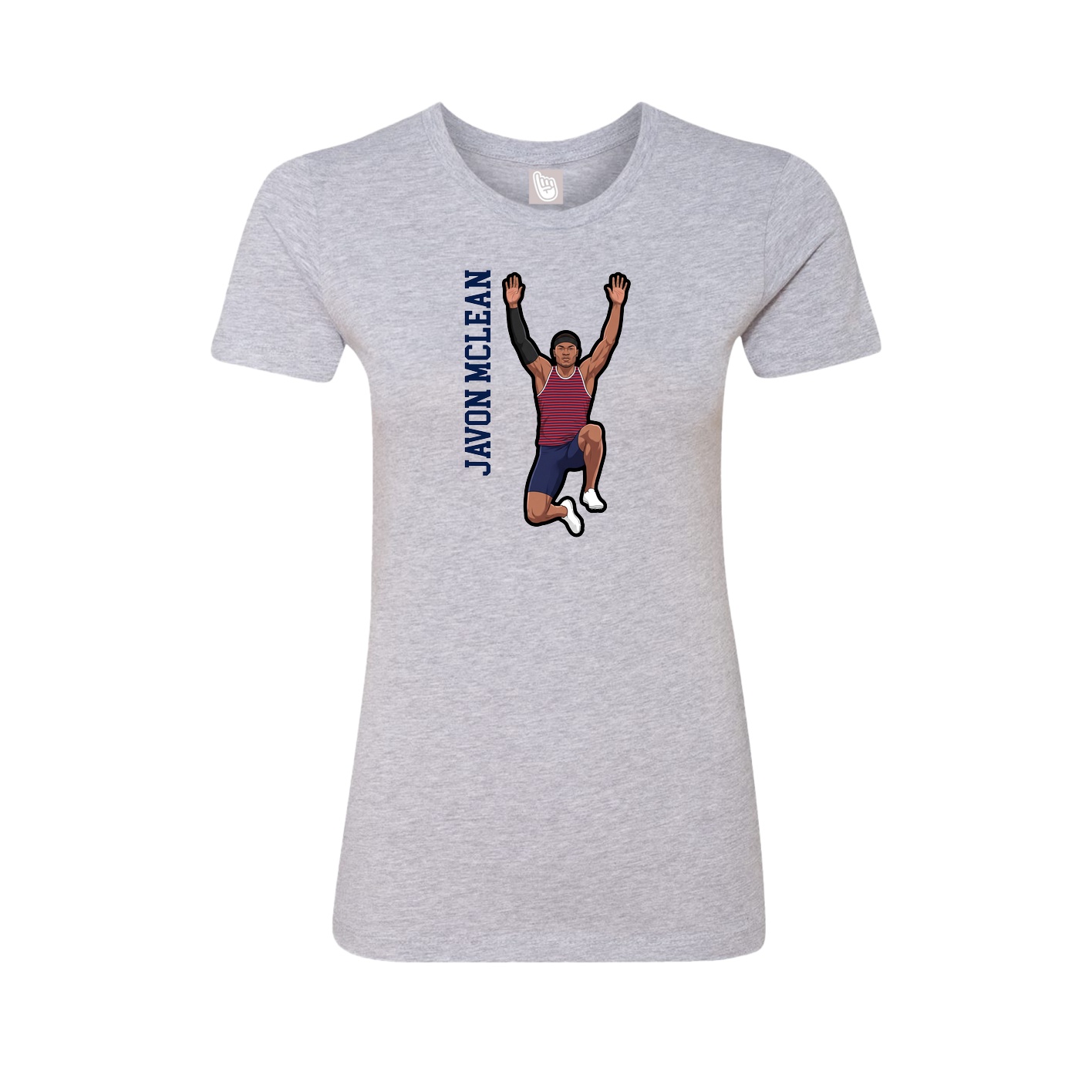Fitted Women's Tee — Name Vertical in Grey