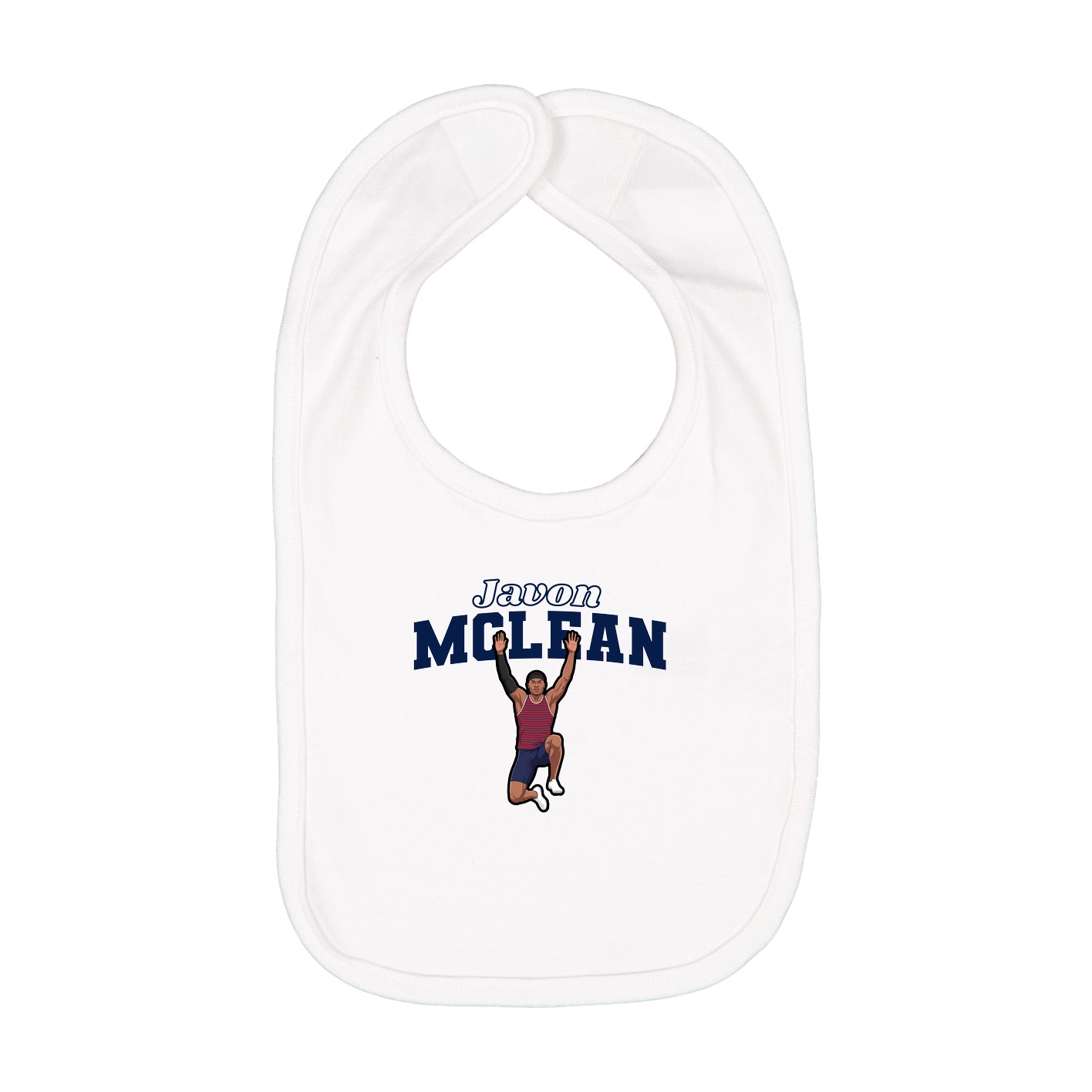 Infant Bib — Name Arch in White