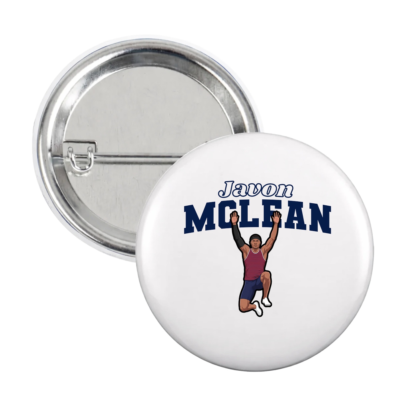 Game Day Button — Name Arch in White