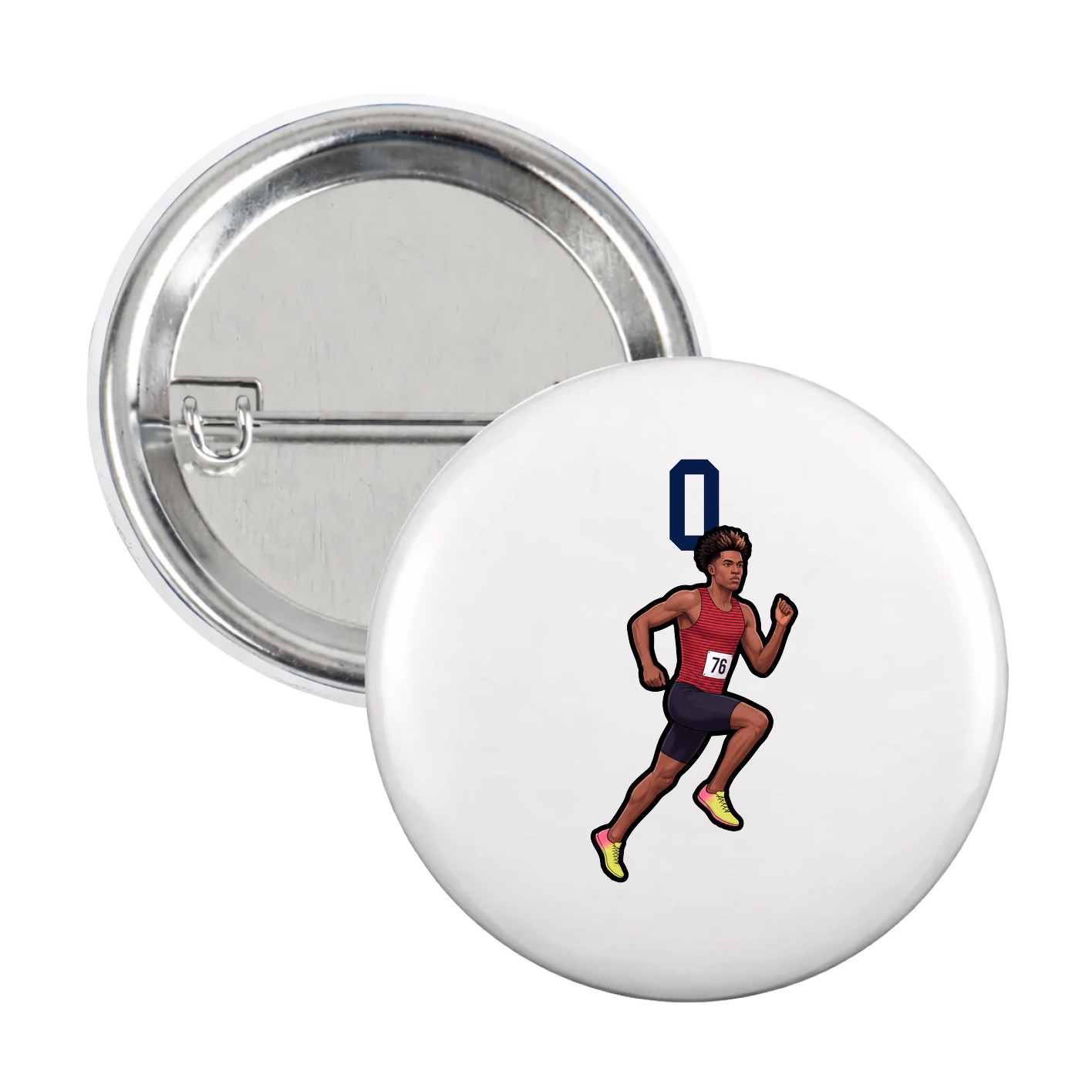 Game Day Button — Number Top in White