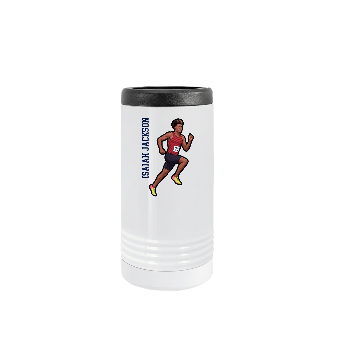 Slim Beverage Holder — Name Vertical in White