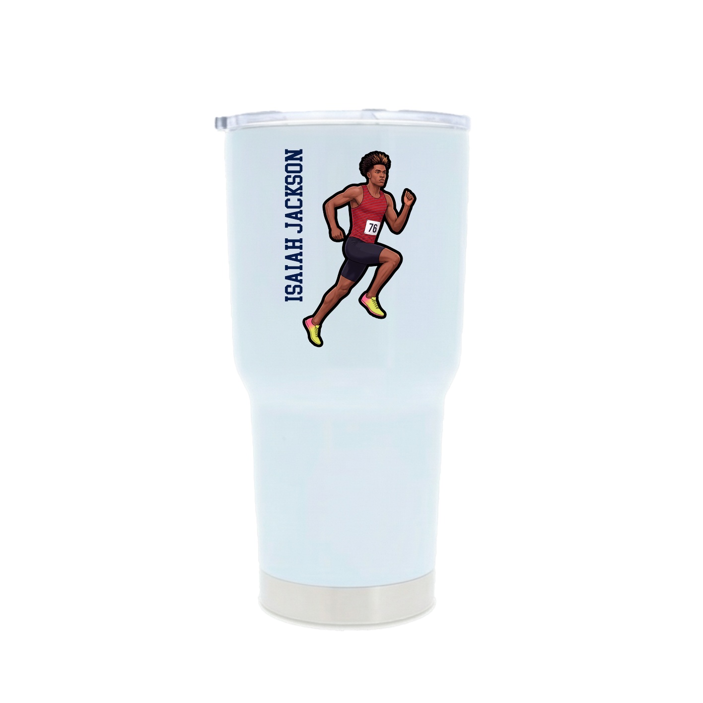 30oz Stainless Steel Tumbler — Name Vertical in White