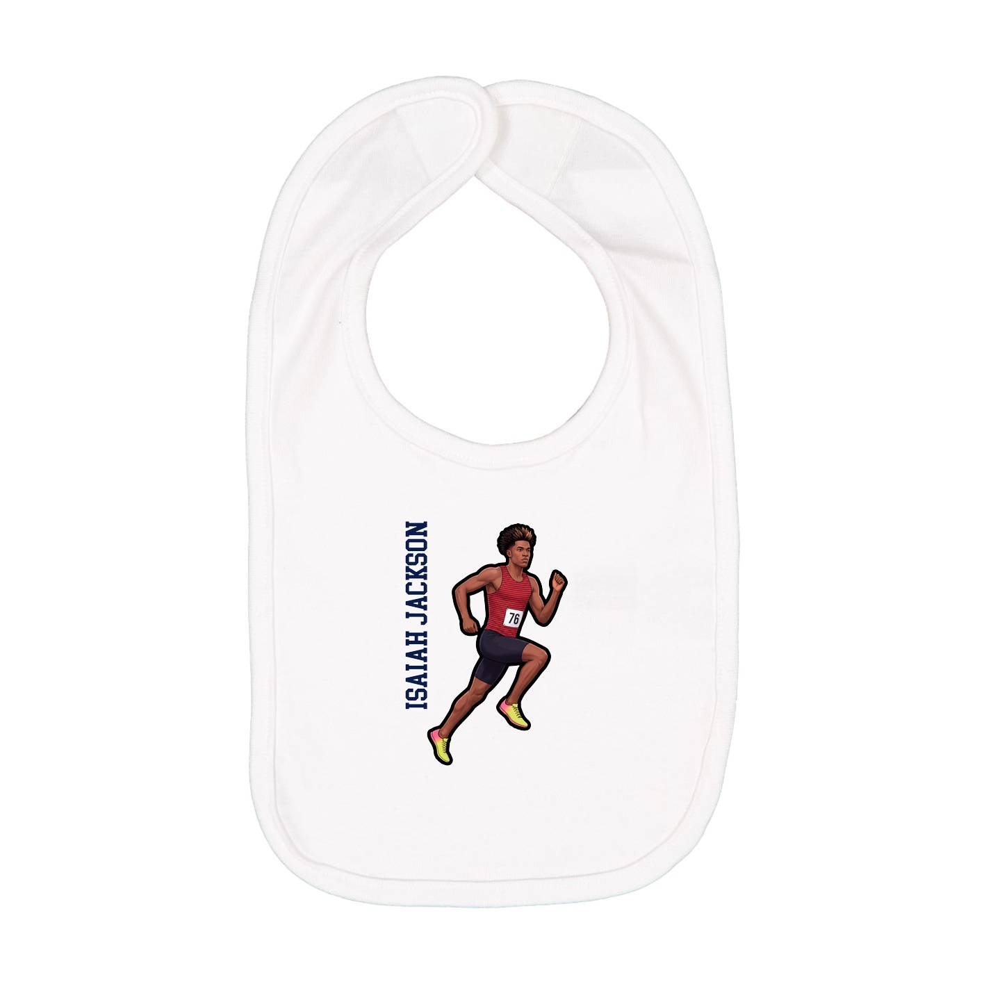 Infant Bib — Name Vertical in White