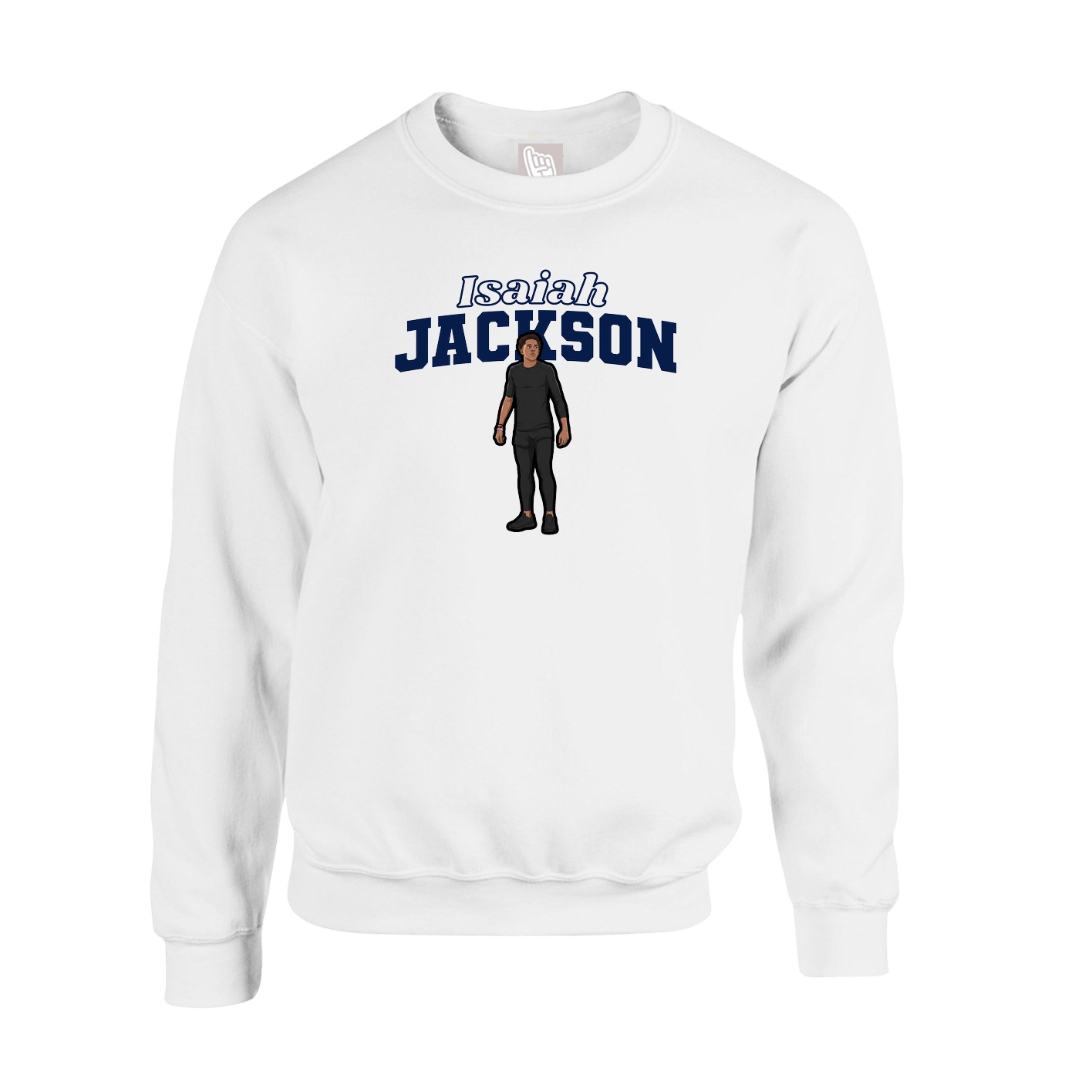 Fleece Crew — Name Arch in White