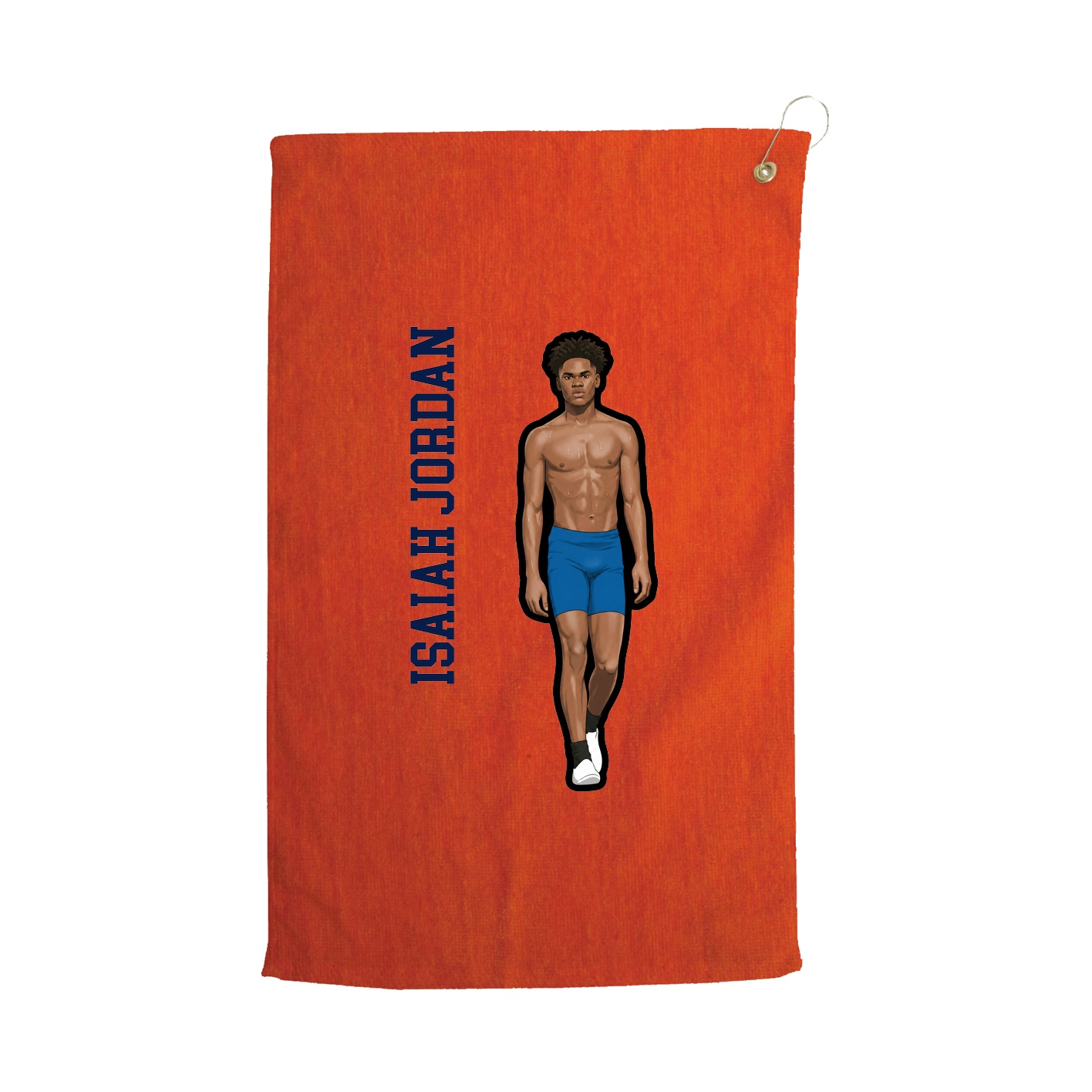 Golf Towel — Name Vertical in Orange