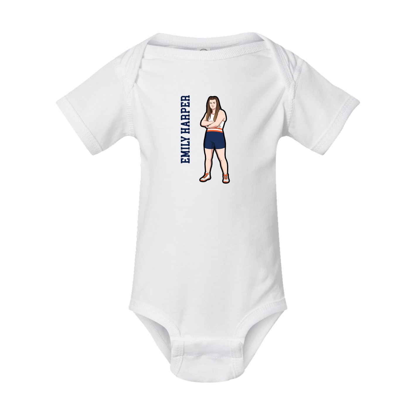 Baby Onesie — Name Vertical in White