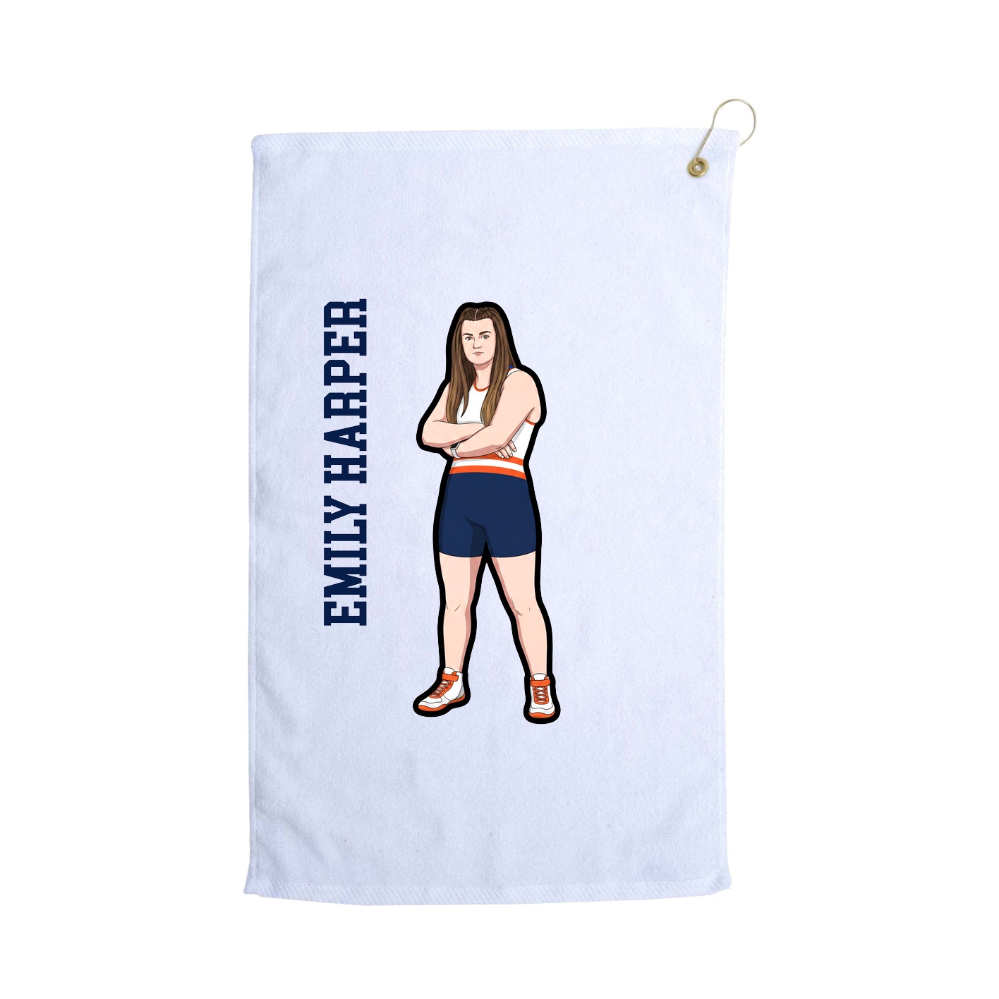 Golf Towel — Name Vertical in White