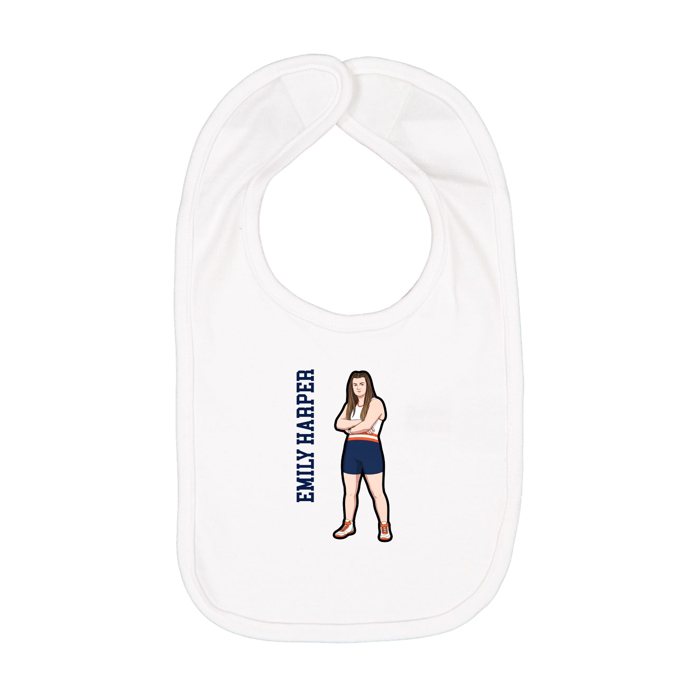 Infant Bib — Name Vertical in White
