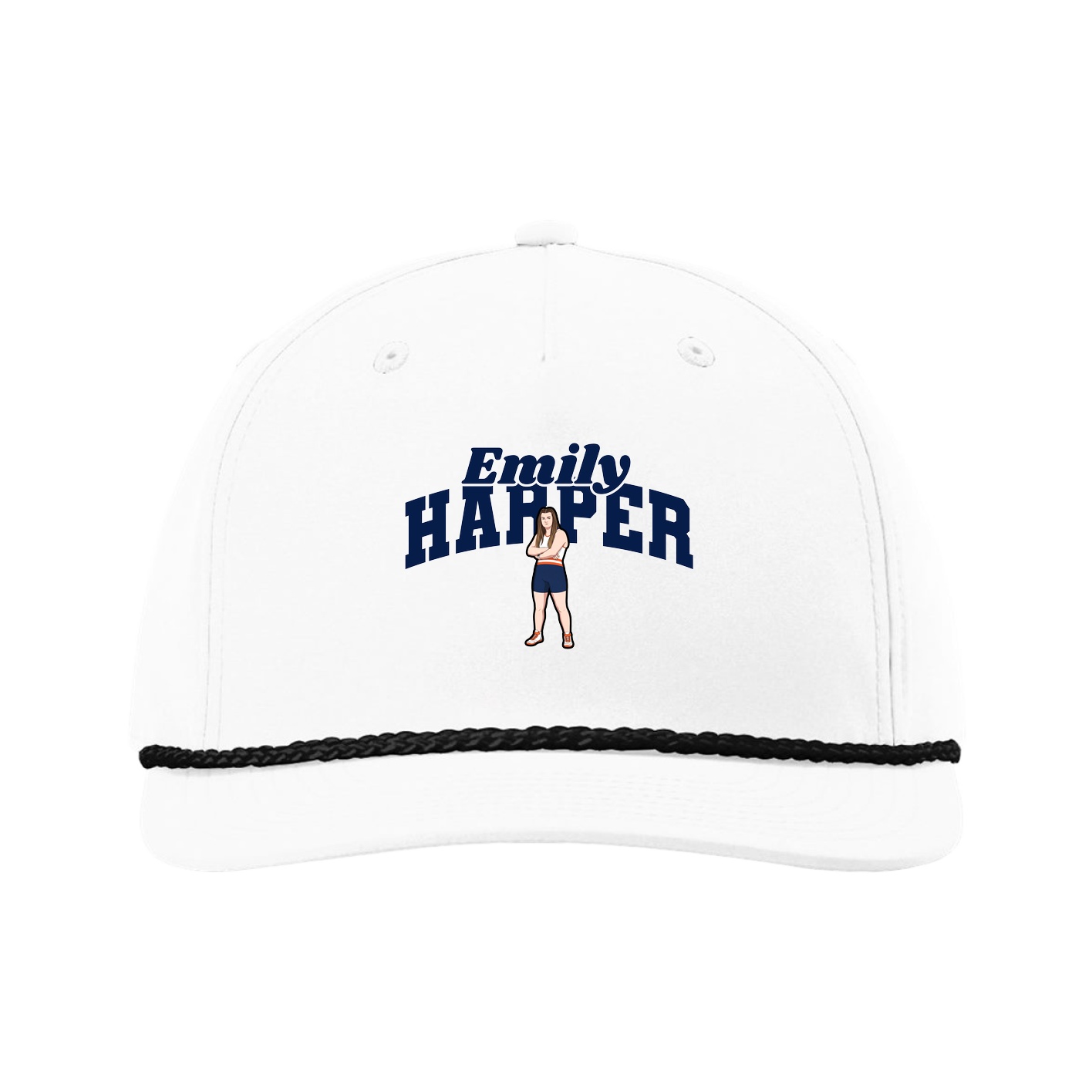 Five-Panel Classic Rope Cap — Signature Arch in White