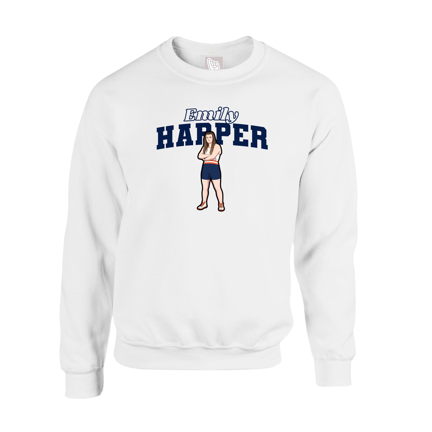 Fleece Crew — Name Arch in White