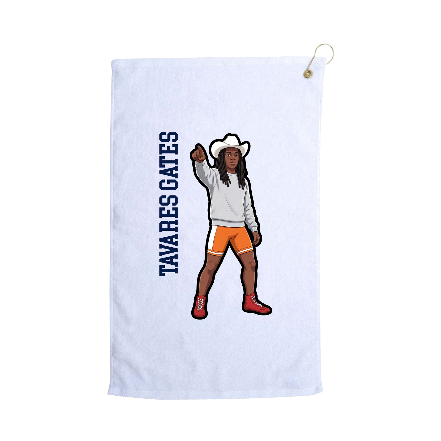 Golf Towel — Name Vertical in White