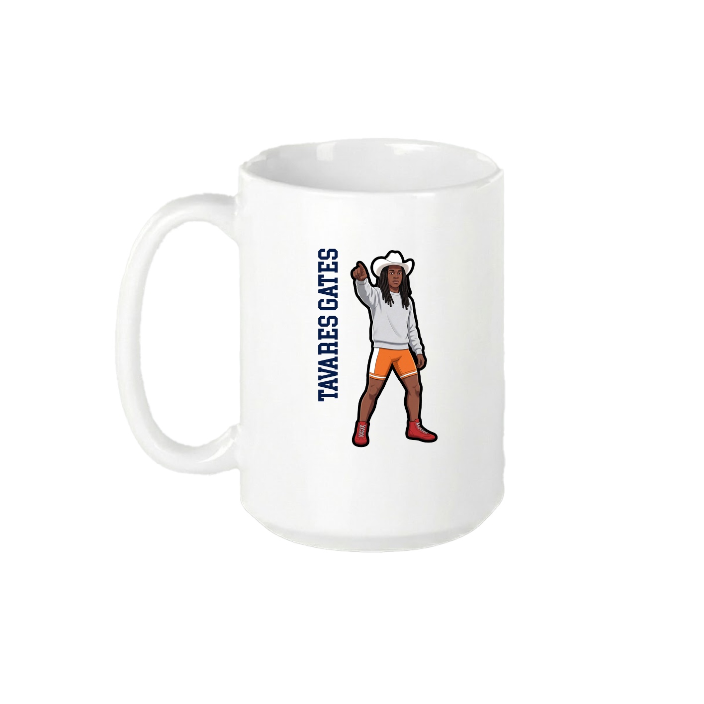 15oz Coffee Mug — Name Vertical in White