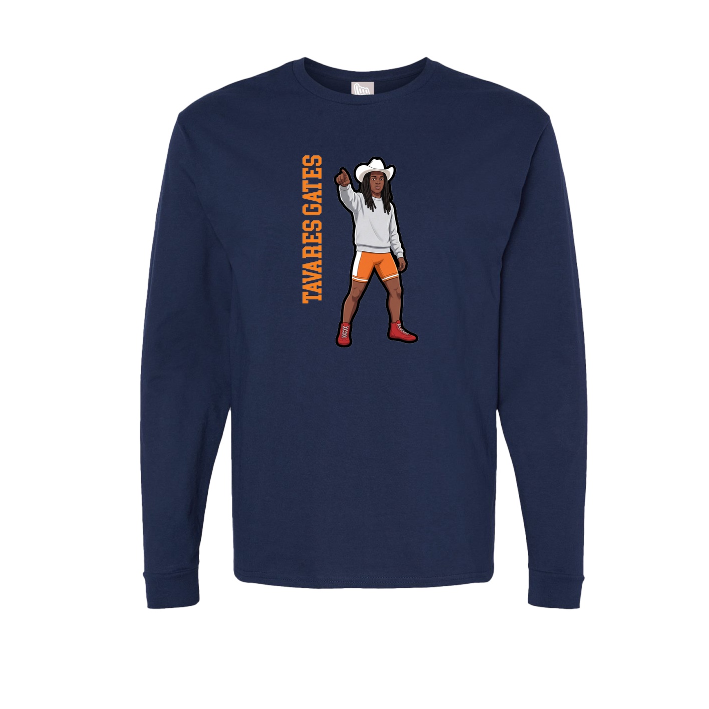 Long Sleeve Tee — Name Vertical in Navy