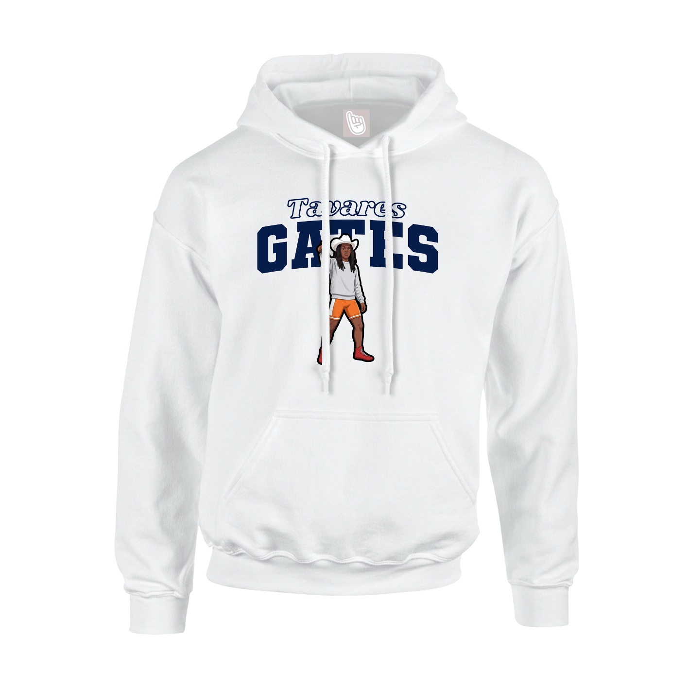 Youth Hoodie — Name Arch in White