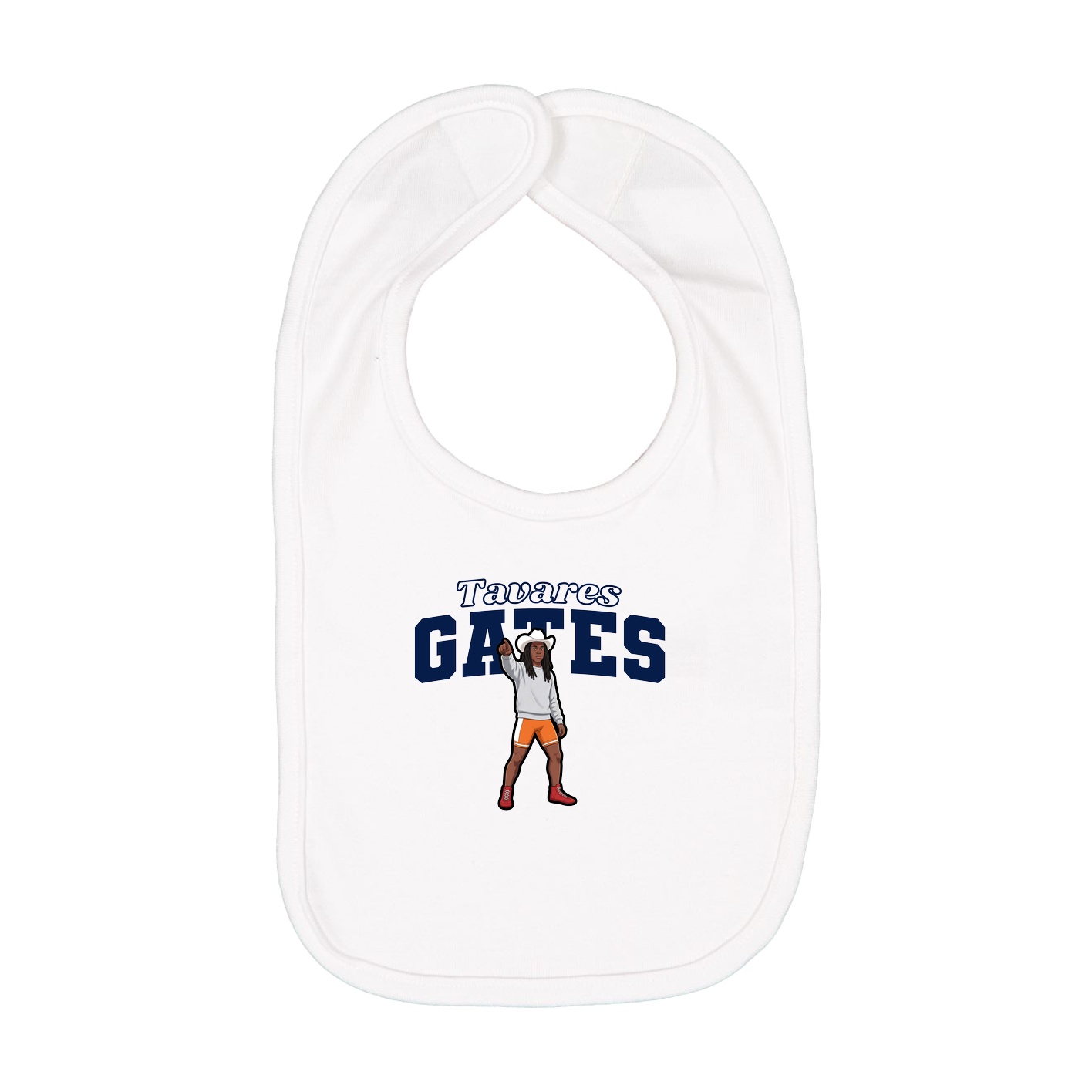 Infant Bib — Name Arch in White