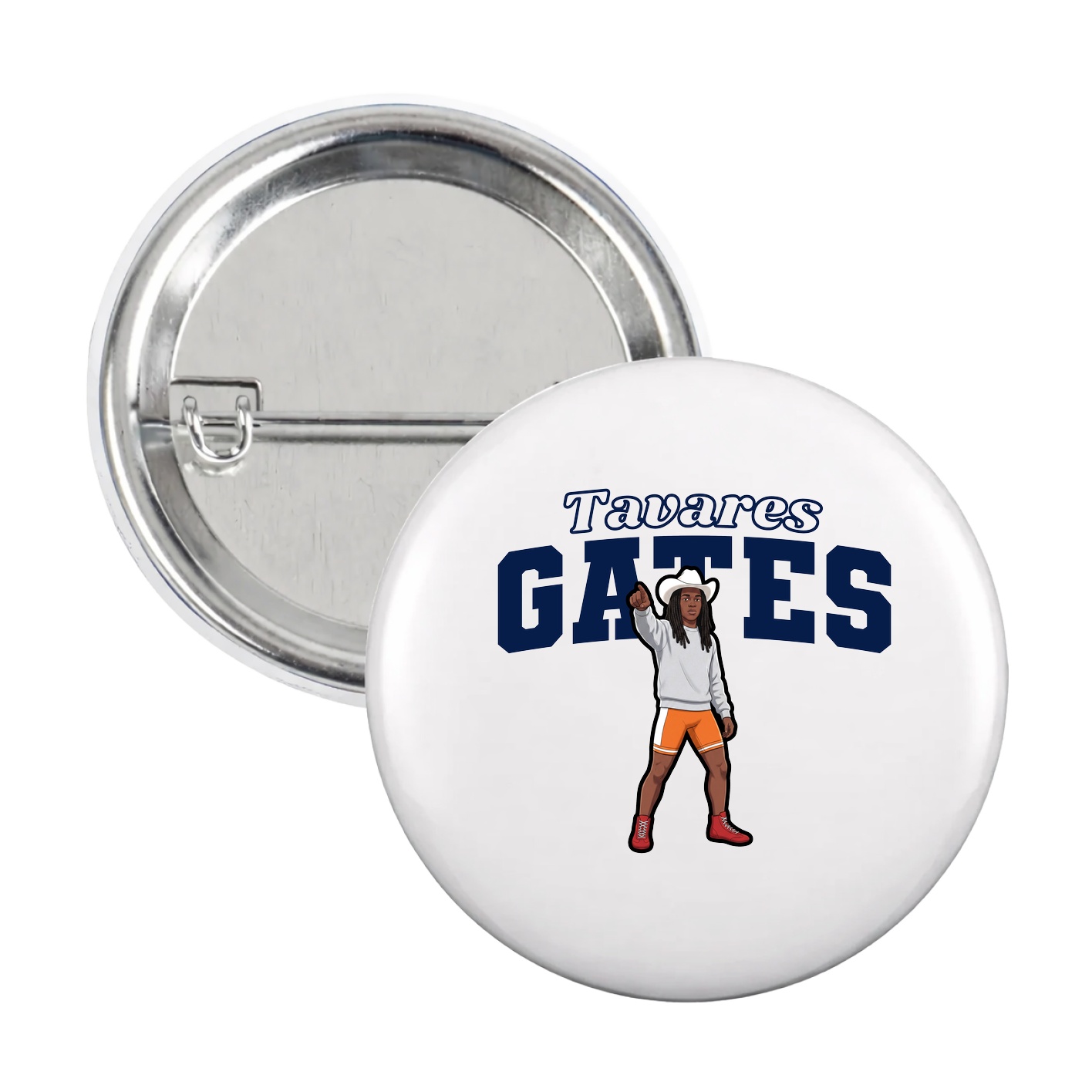 Game Day Button — Name Arch in White