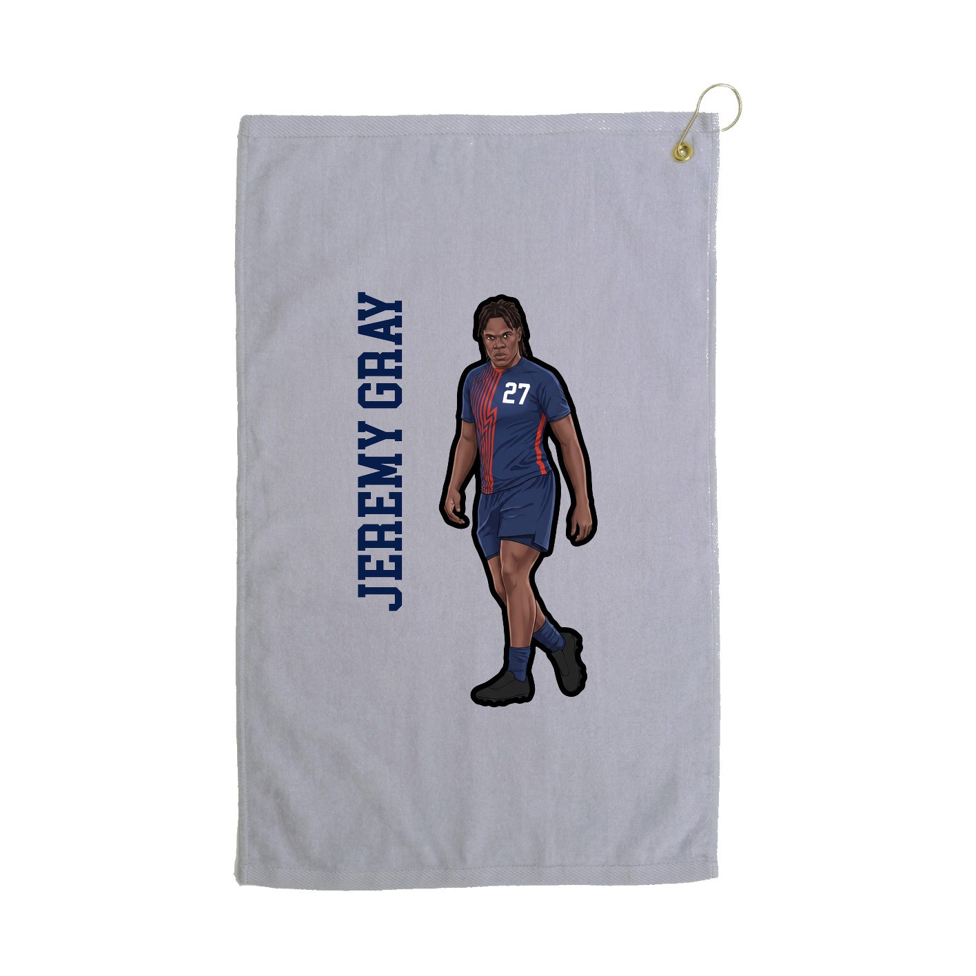 Golf Towel — Name Vertical in Grey