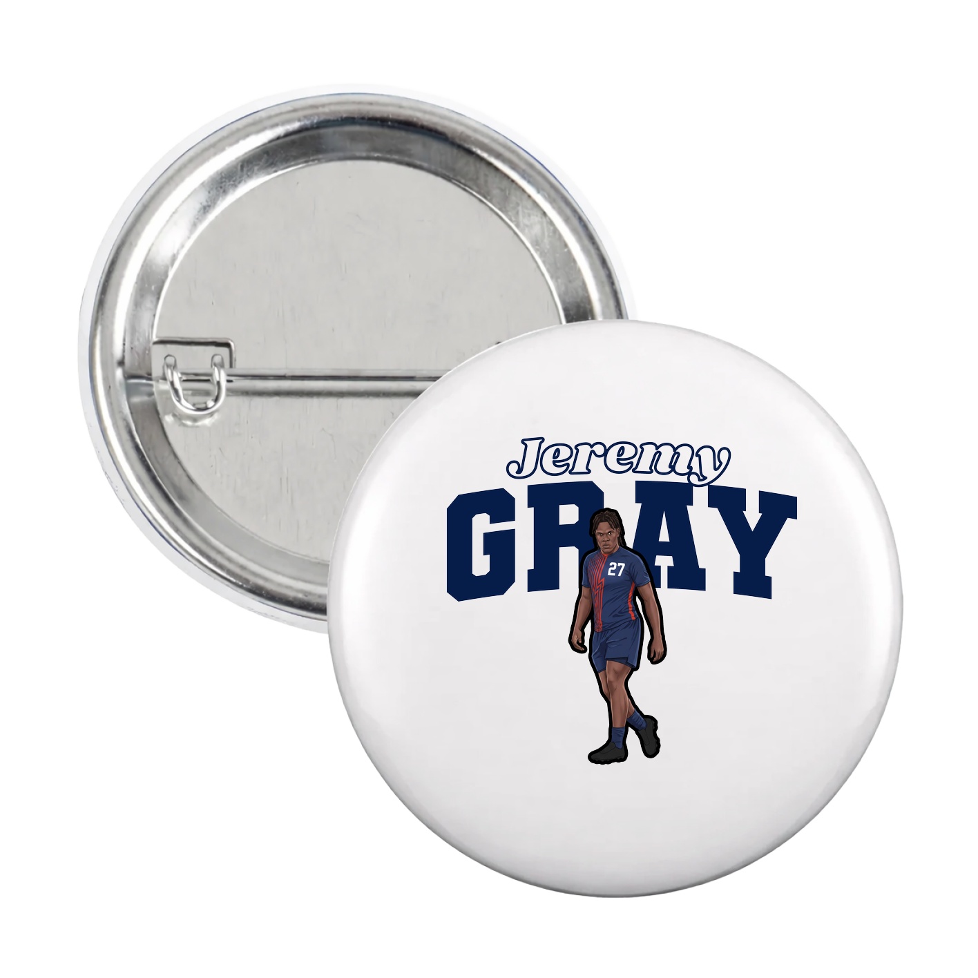 Game Day Button — Name Arch in White