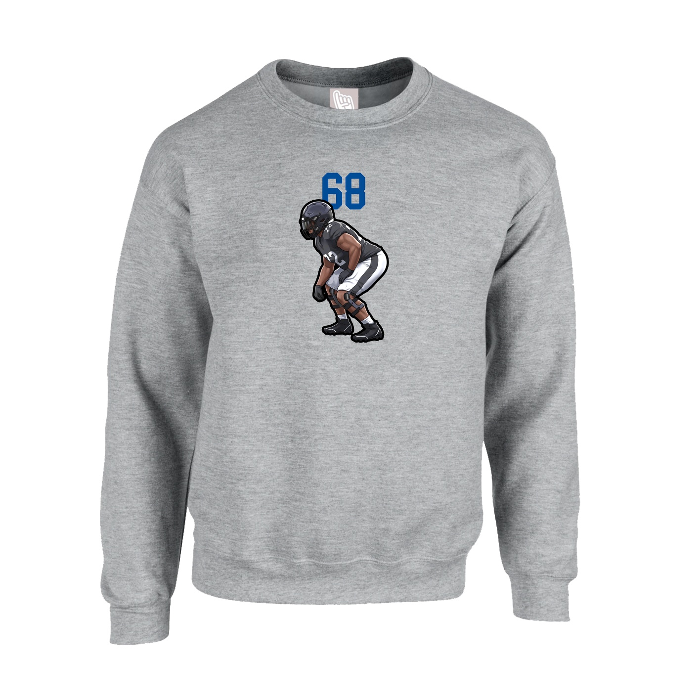 Fleece Crew — Number Top in Grey