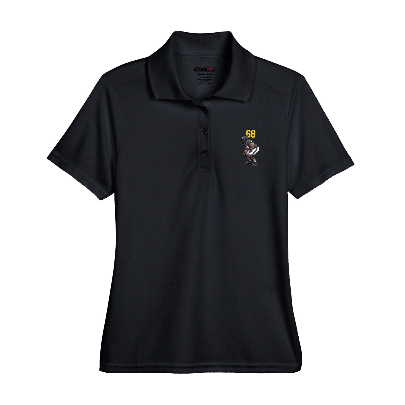 Womens Performance Polo — Number Top in Black
