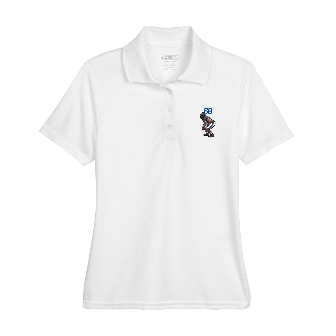 Womens Performance Polo — Number Top in White