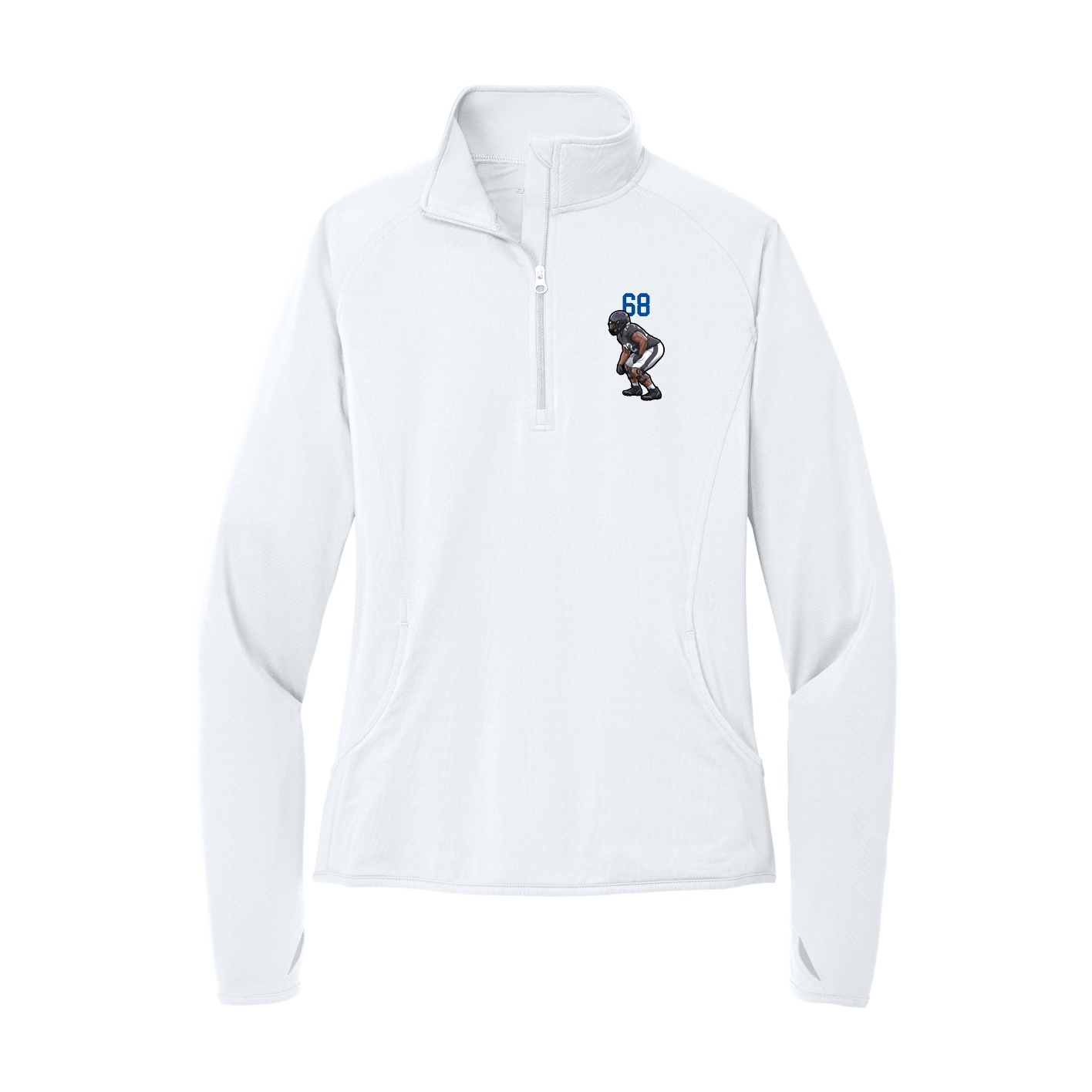 Women's Q-Zip Pullover — Number Top in White