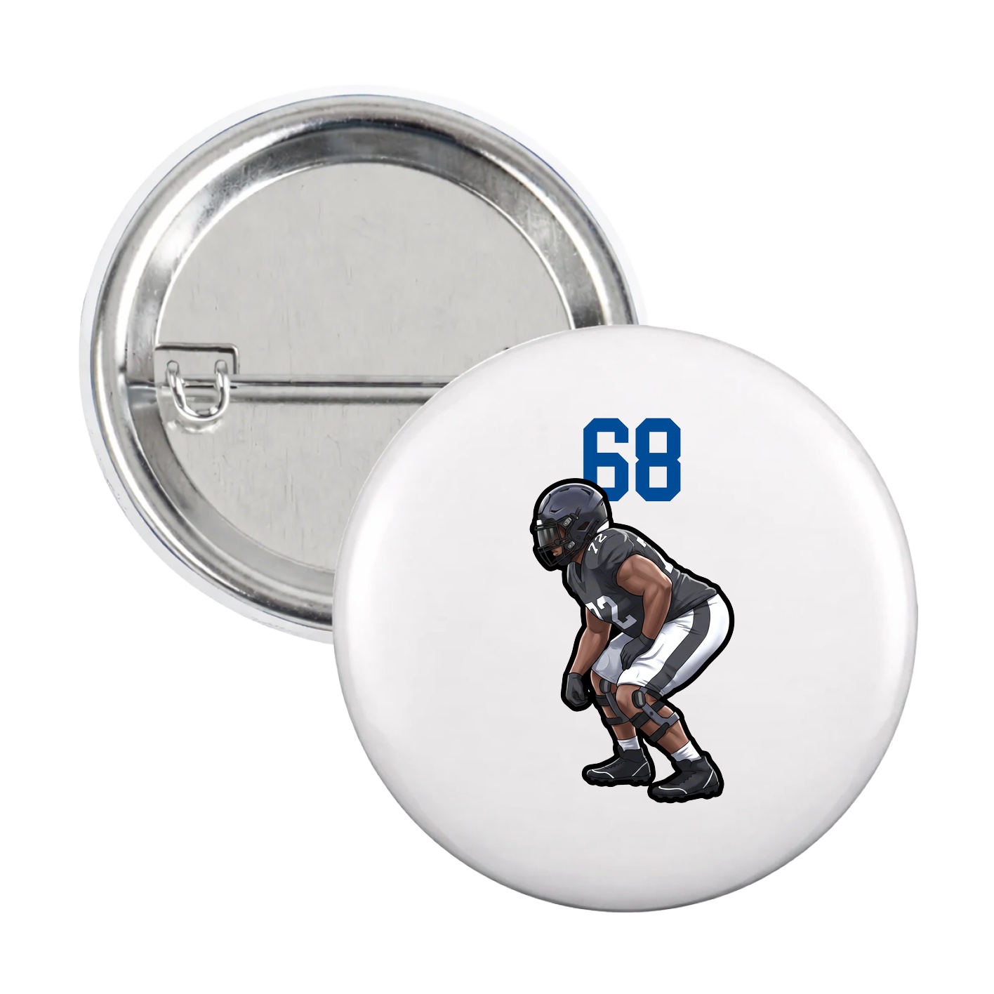 Game Day Button — Number Top in White