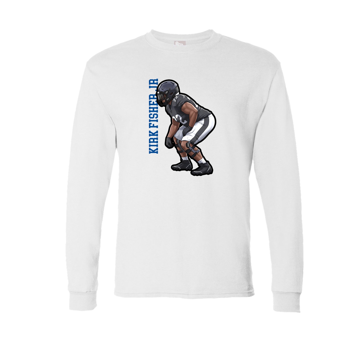 Long Sleeve Tee — Name Vertical in White