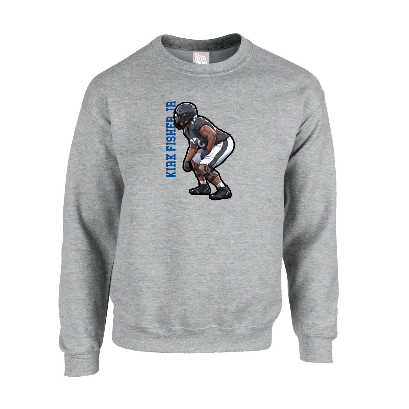 Fleece Crew — Name Vertical in Grey