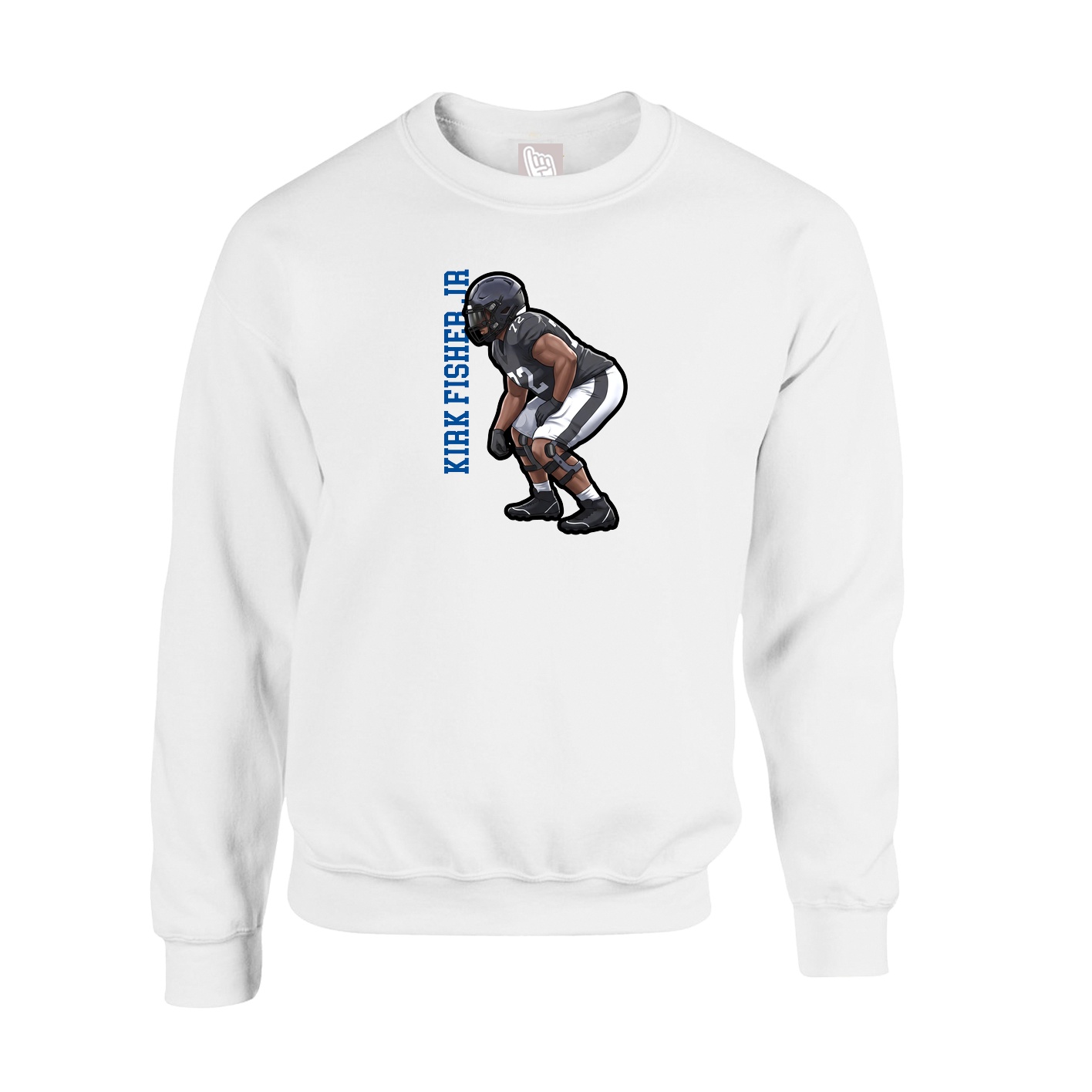 Fleece Crew — Name Vertical in White