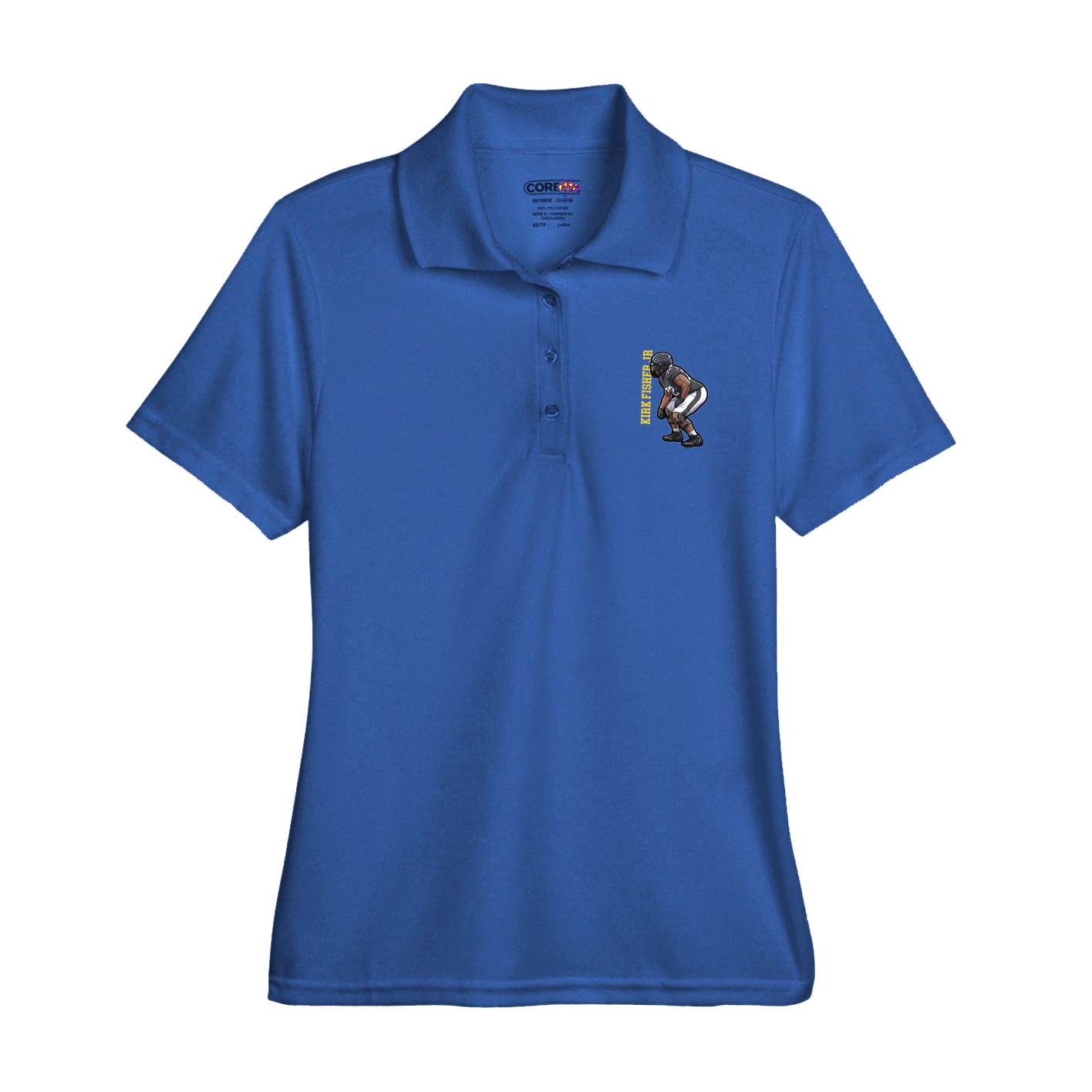 Womens Performance Polo — Name Vertical in Royal