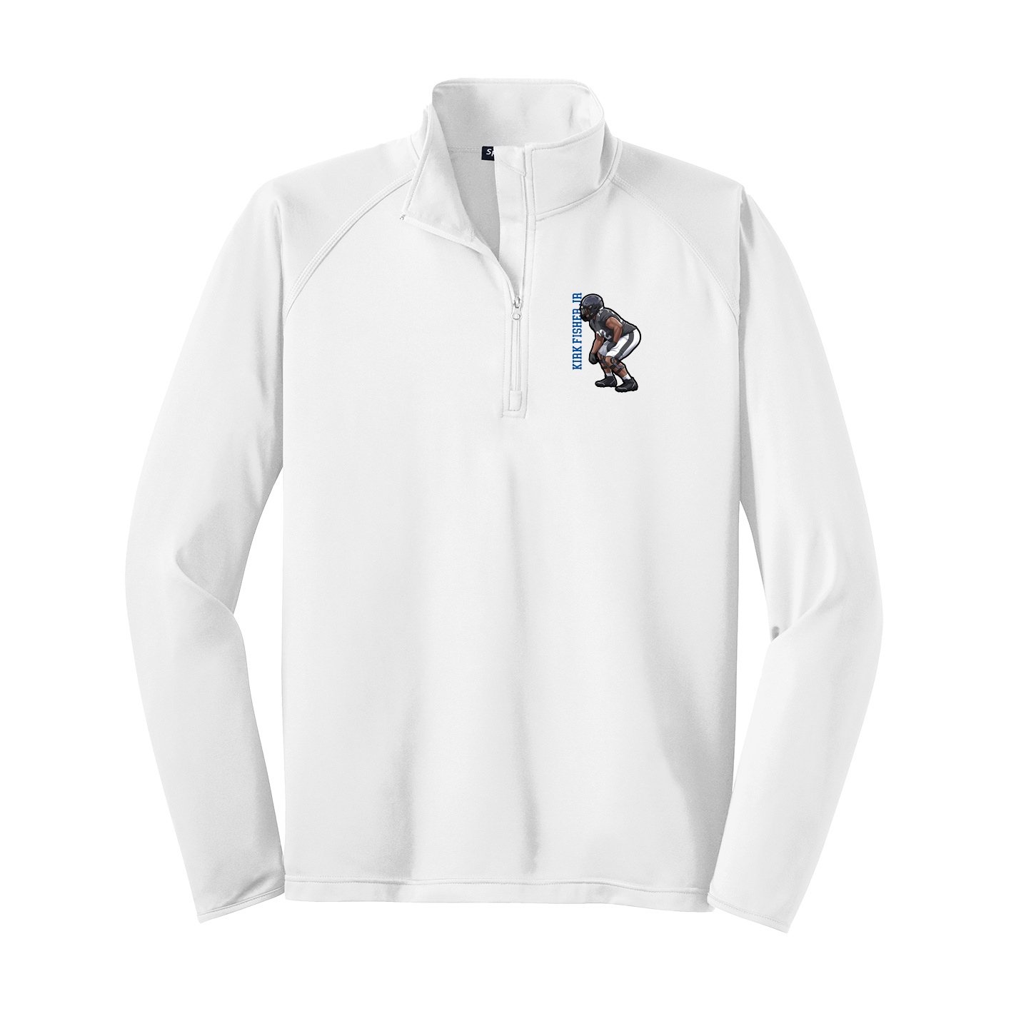 Q-Zip Pullover — Name Vertical in White