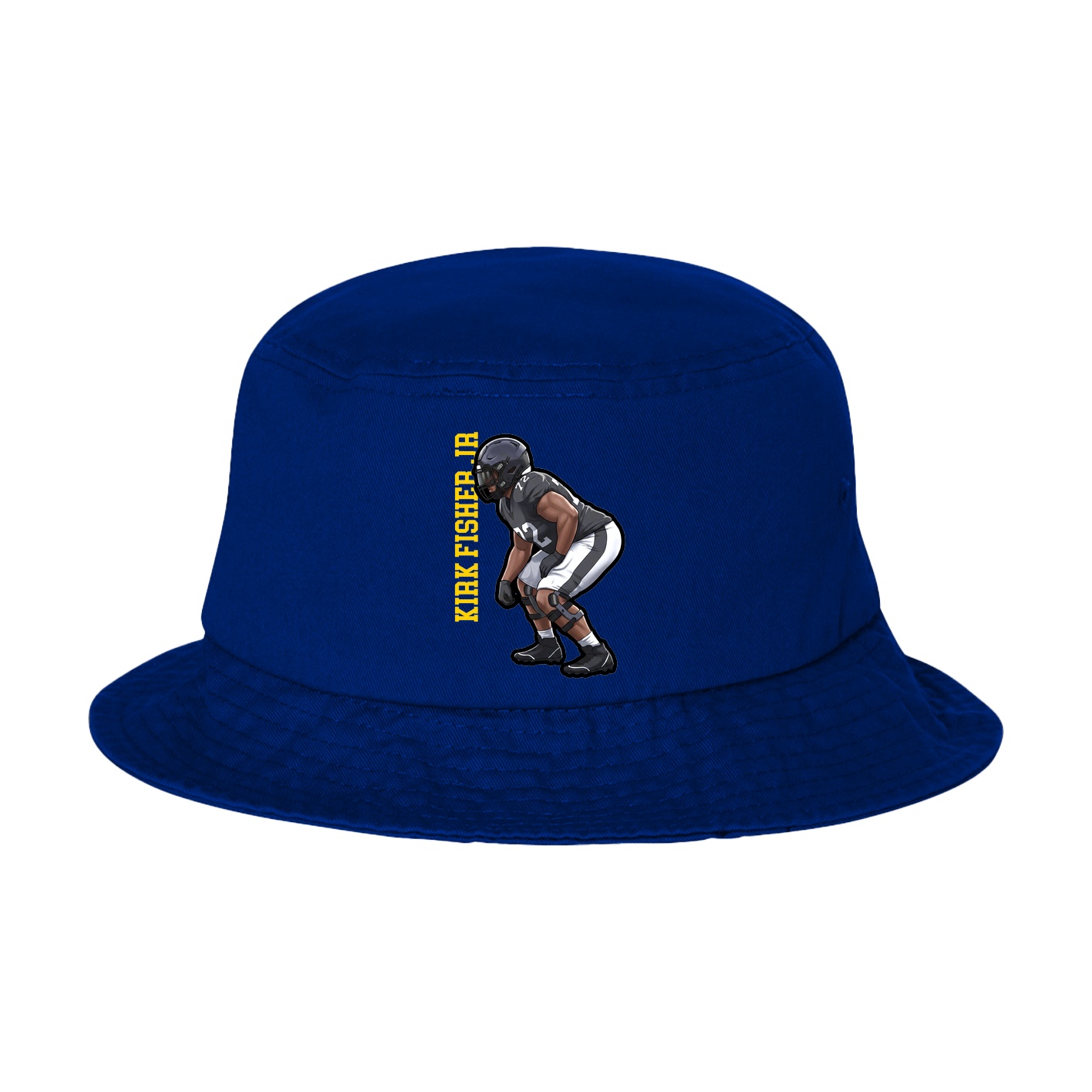 Bucket Cap — Name Vertical in Royal Blue