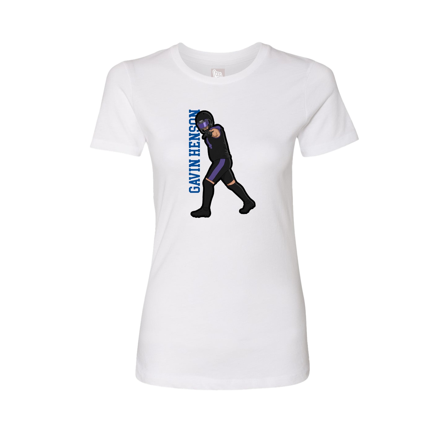 Fitted Women's Tee — Name Vertical in White