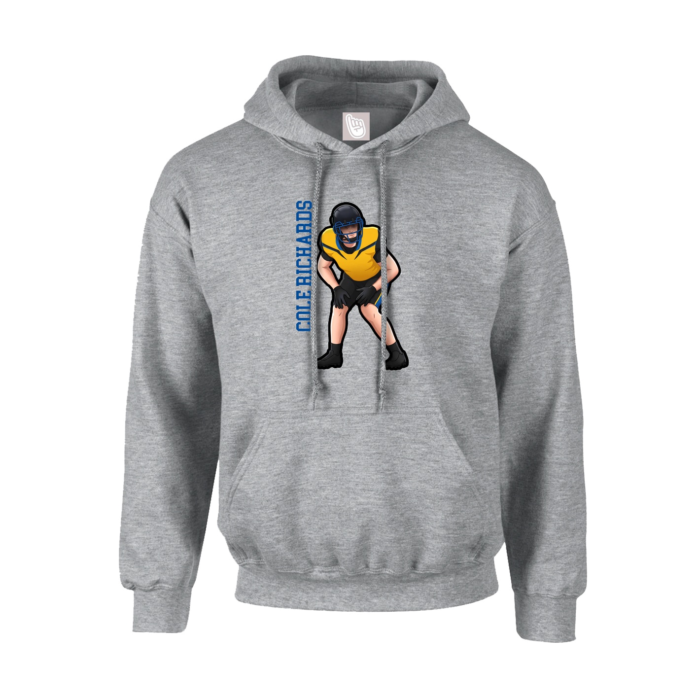 Hoodie — Name Vertical in Grey