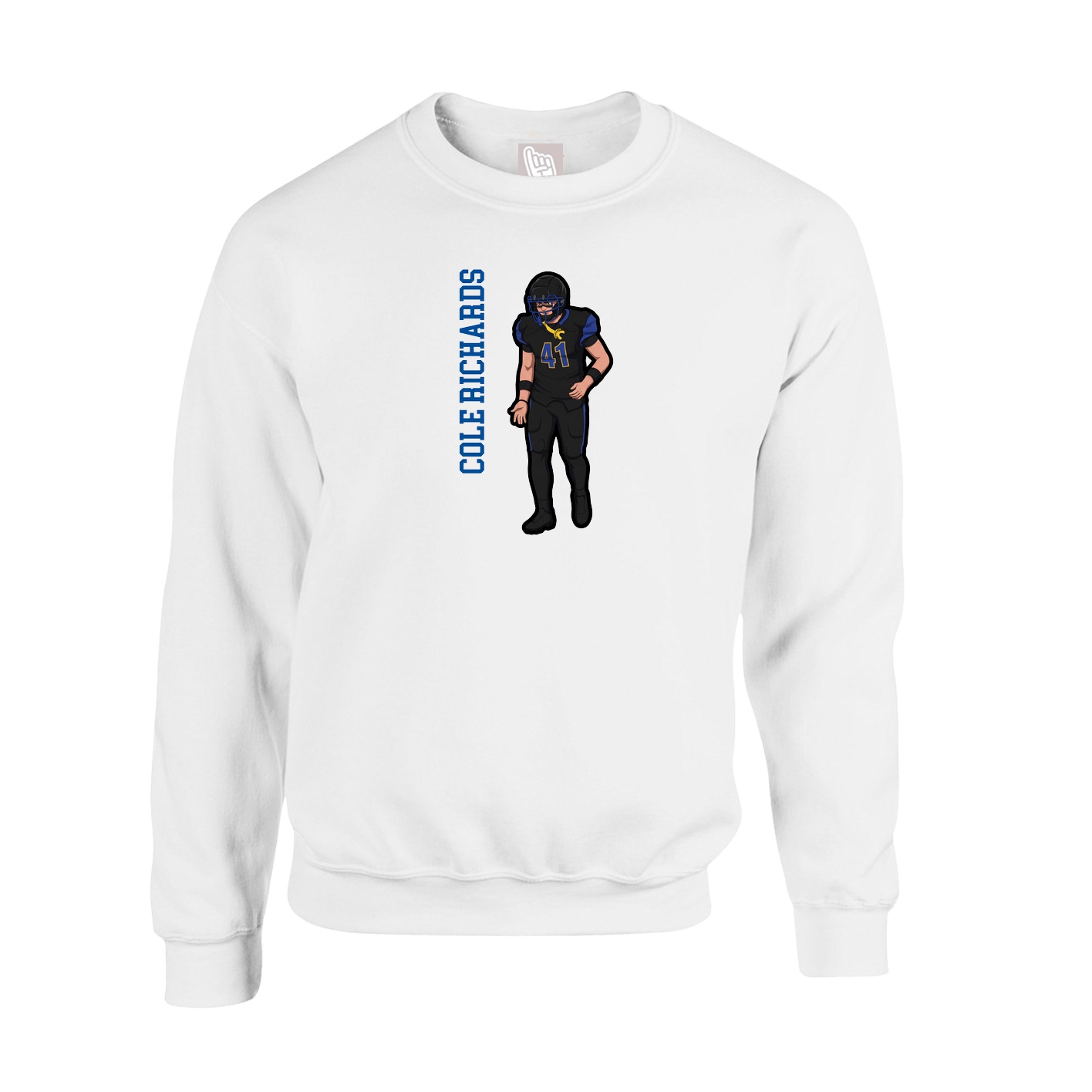 Fleece Crew — Name Vertical in White