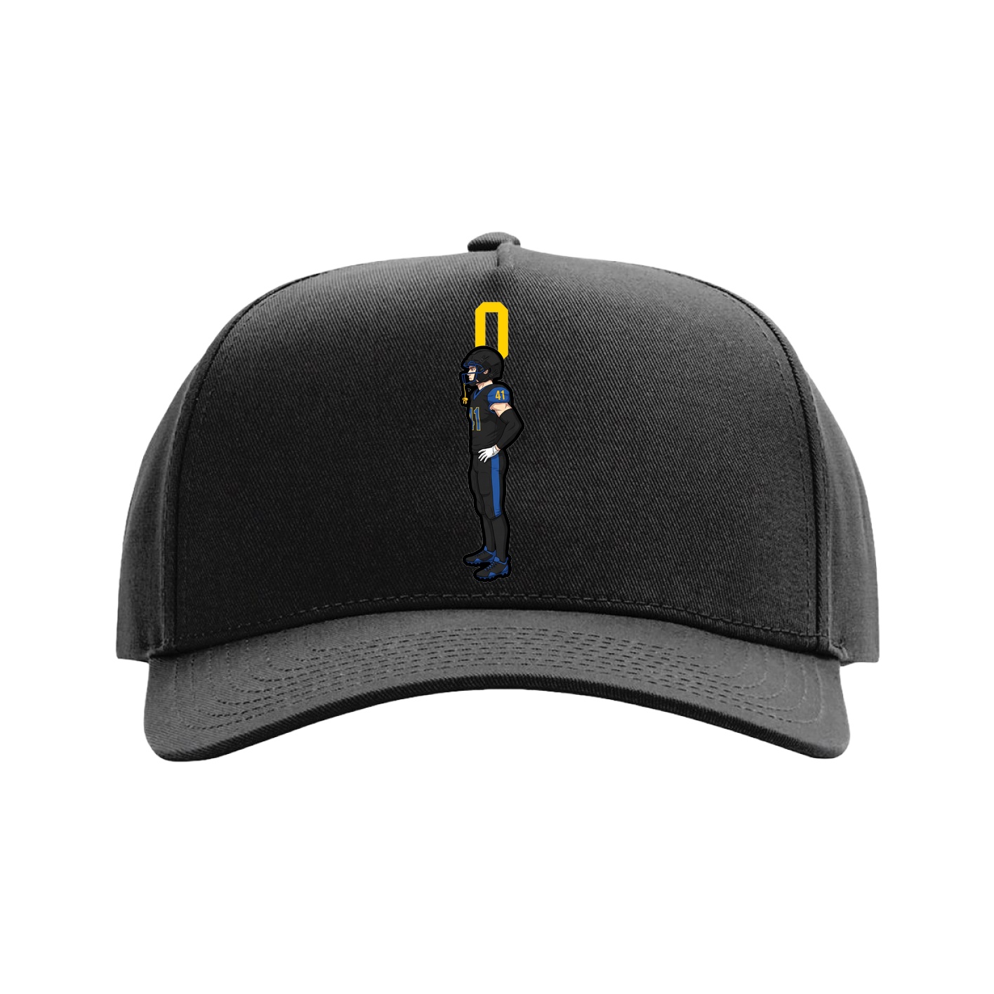 Full Fabric Five-Panel Champ Cap — Number Top in Black