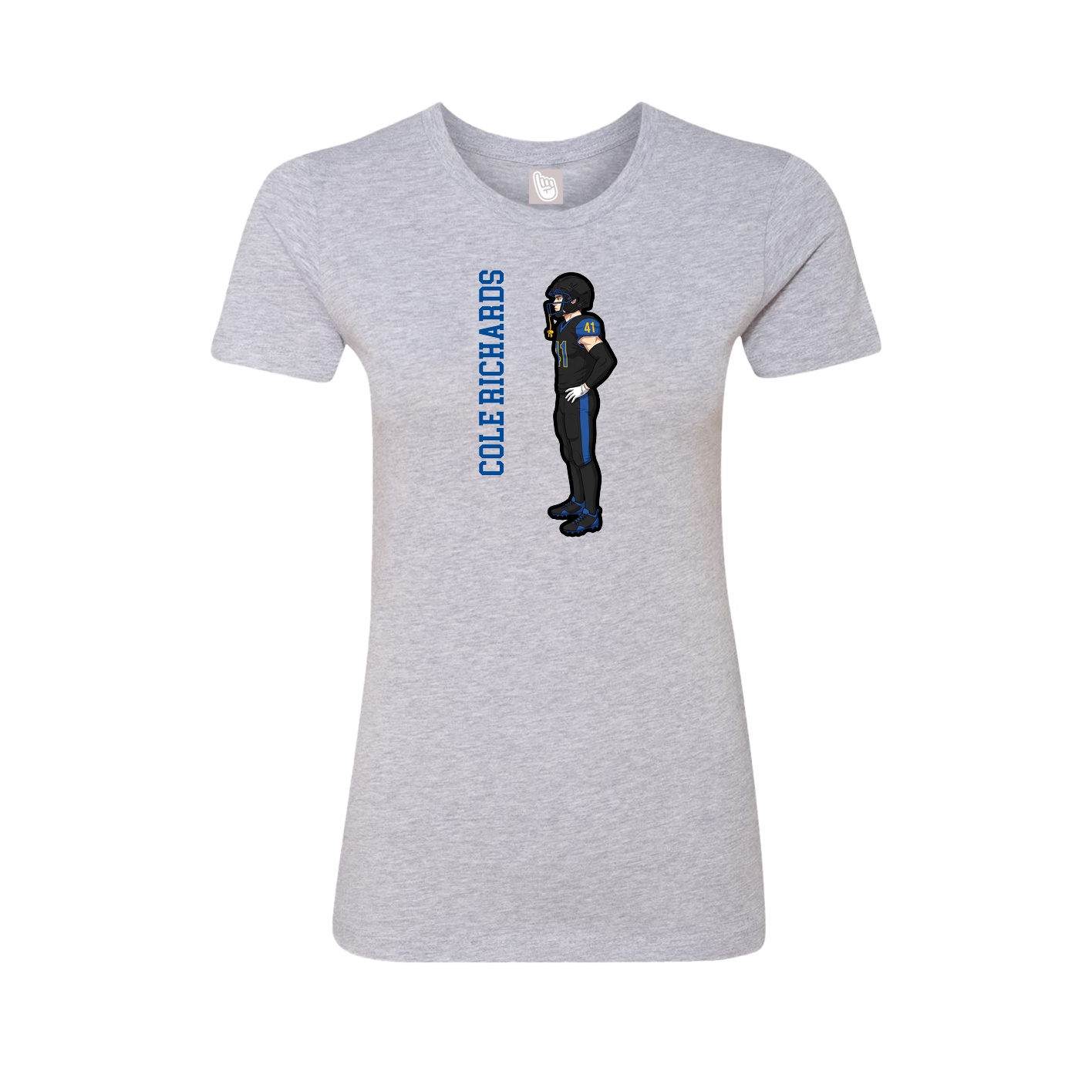 Fitted Women's Tee — Name Vertical in Grey