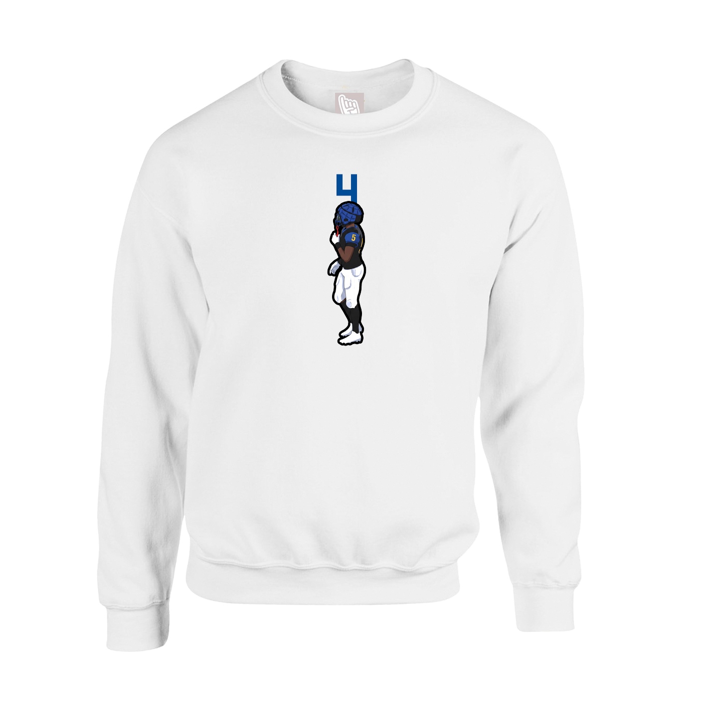 Fleece Crew — Number Top in White