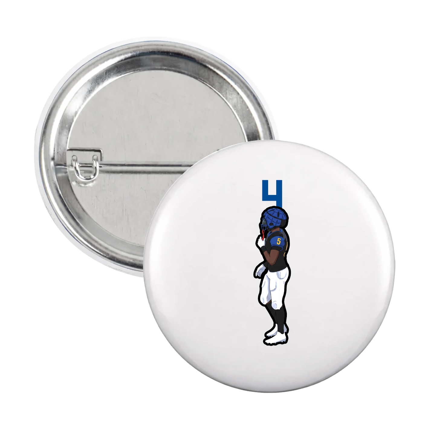 Game Day Button — Number Top in White