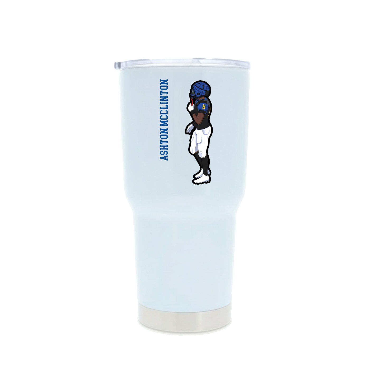30oz Stainless Steel Tumbler — Name Vertical in White