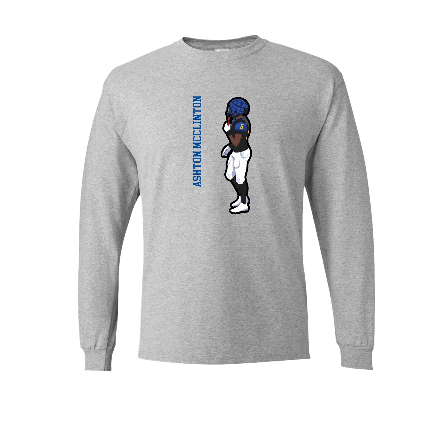 Long Sleeve Tee — Name Vertical in Grey