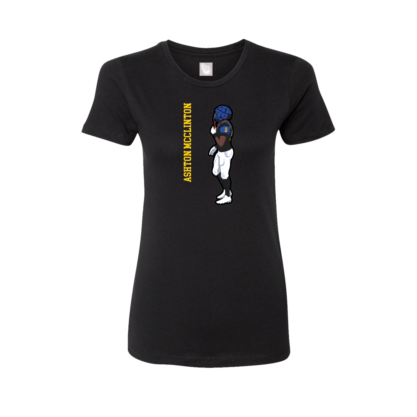 Womens Tee — Name Vertical in Black
