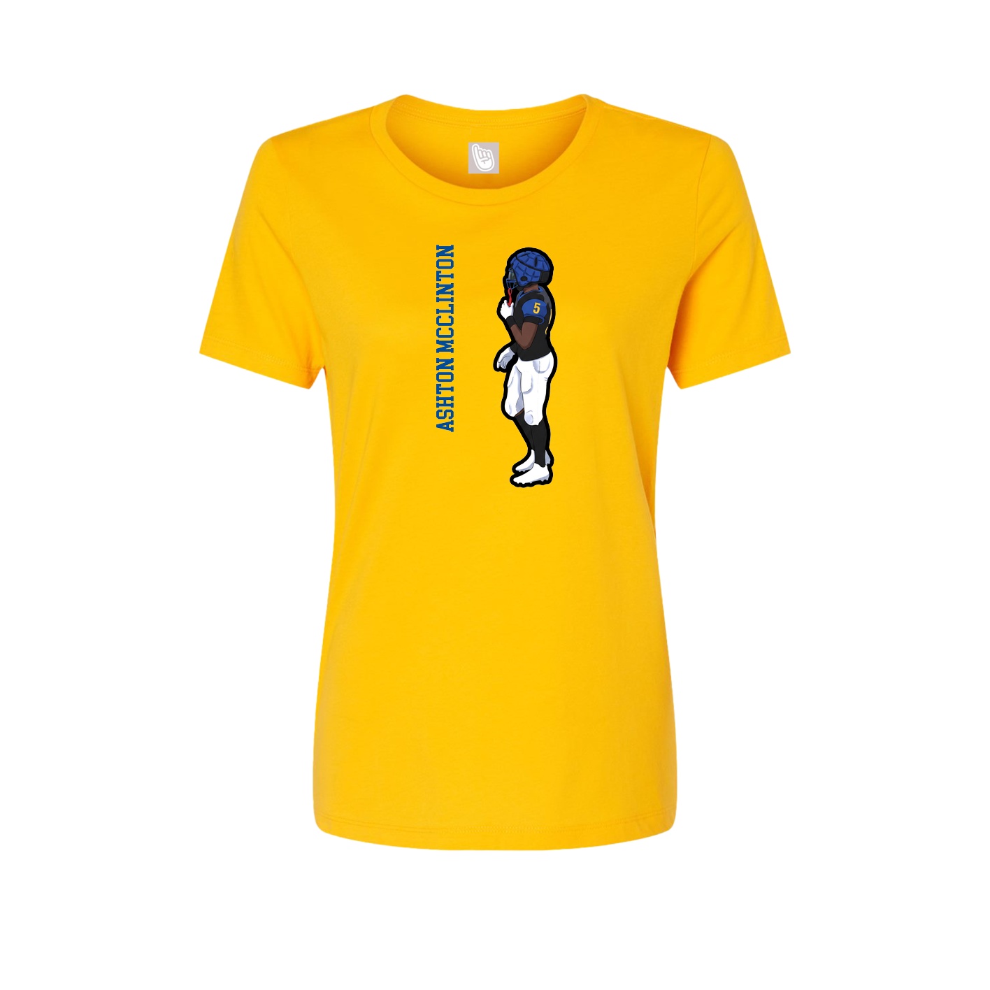 Fitted Women's Tee — Name Vertical in Gold