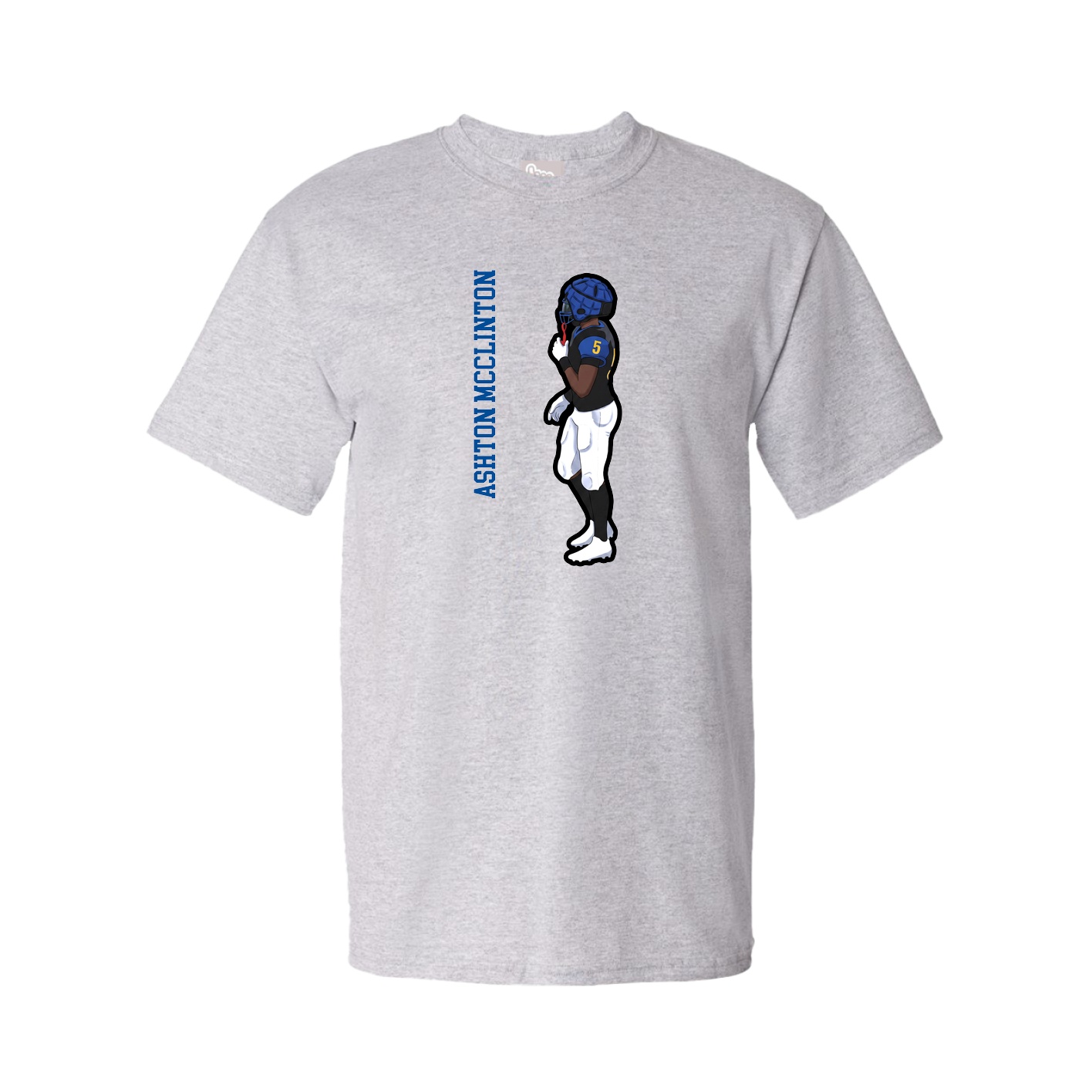 Youth Tee — Name Vertical in Grey