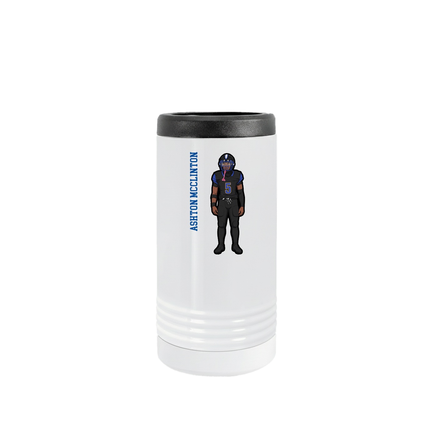 Slim Beverage Holder — Name Vertical in White
