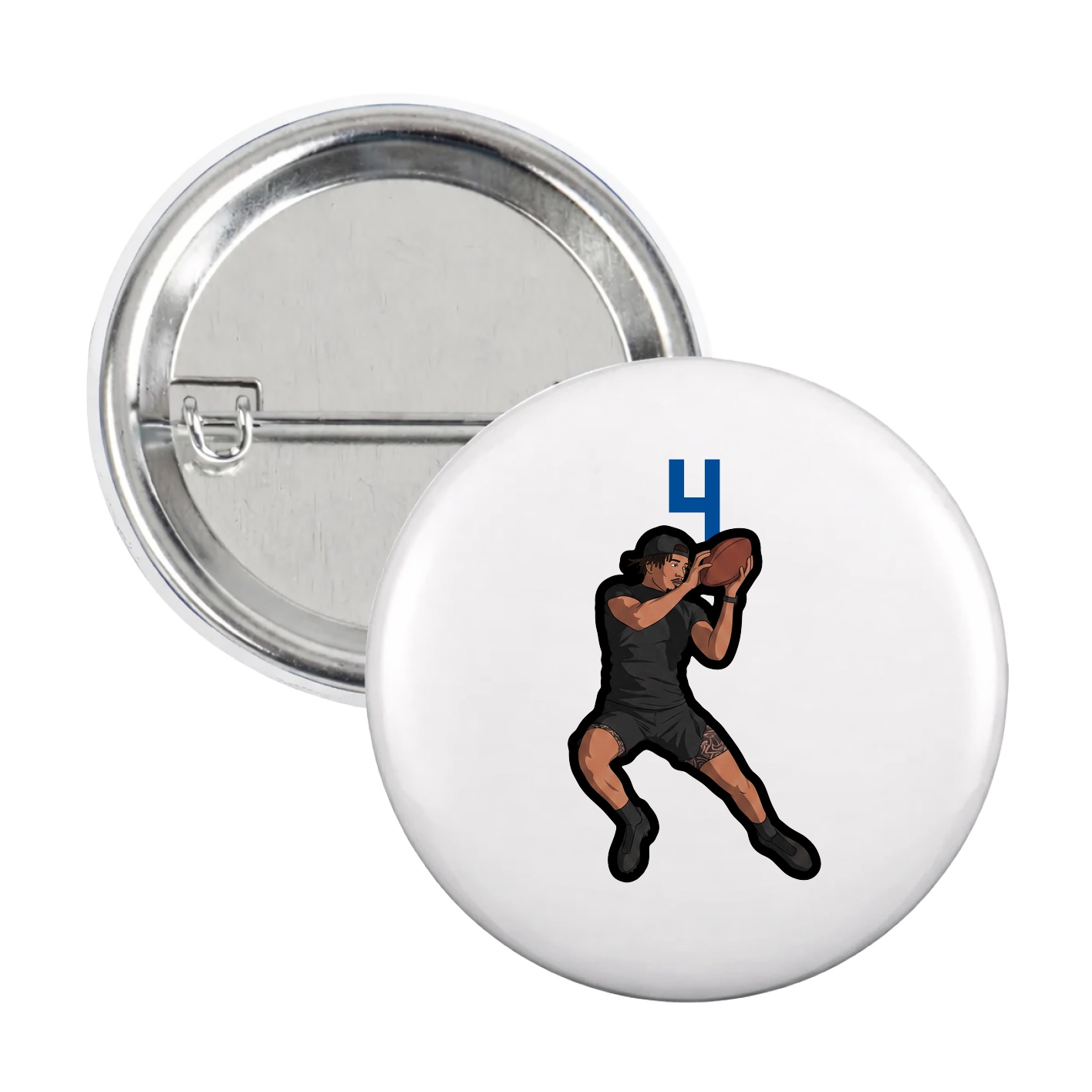 Game Day Button — Number Top in White