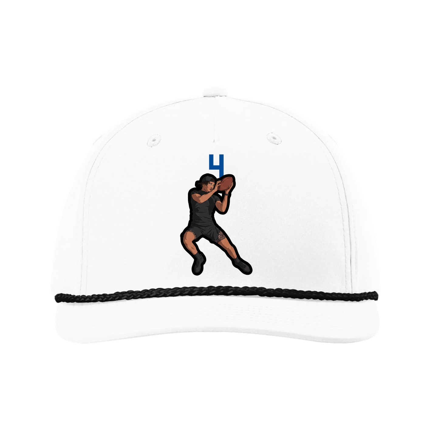 Five-Panel Classic Rope Cap — Number Top in White